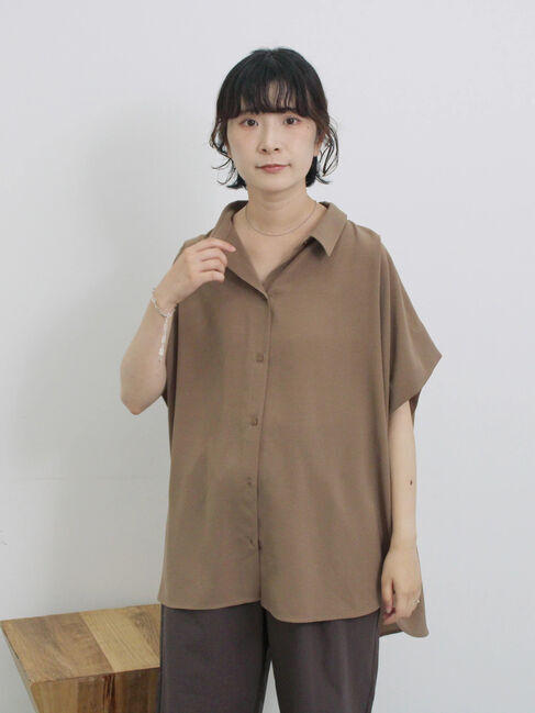 Samansa Mos2 blue「【接触冷感】ポンチョブラウス」|シャツ・ブラウス|