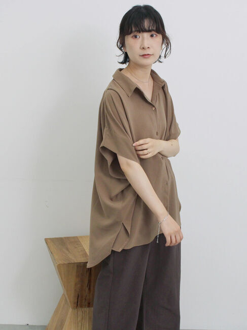 Samansa Mos2 blue「【接触冷感】ポンチョブラウス」|シャツ・ブラウス|