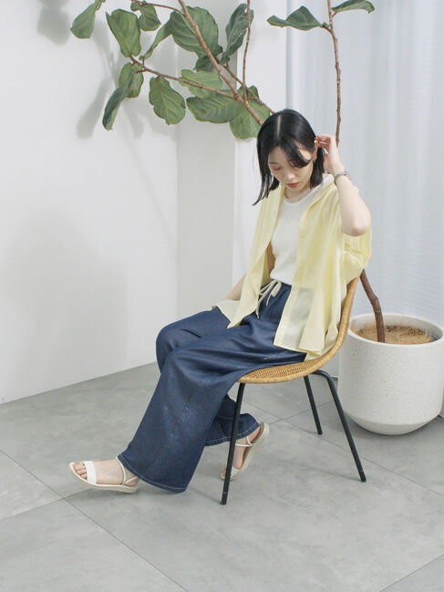 Samansa Mos2 blue「【接触冷感】ポンチョブラウス」|シャツ・ブラウス|