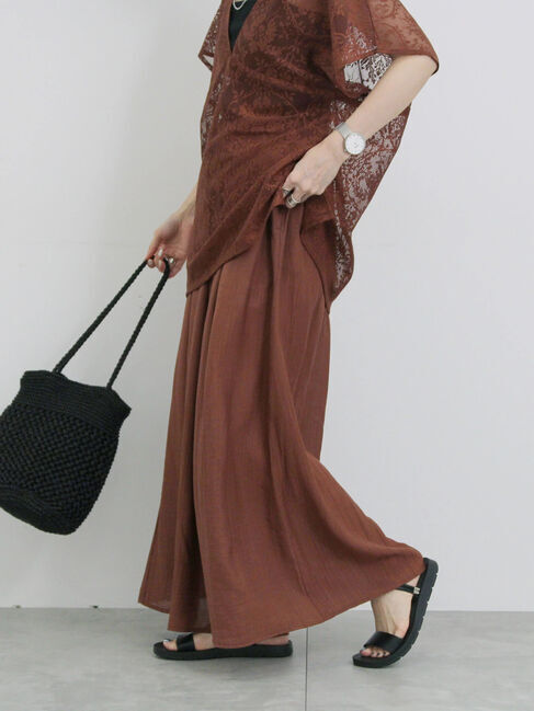 Samansa Mos2 blue「楊柳ガウチョパンツ」|その他|