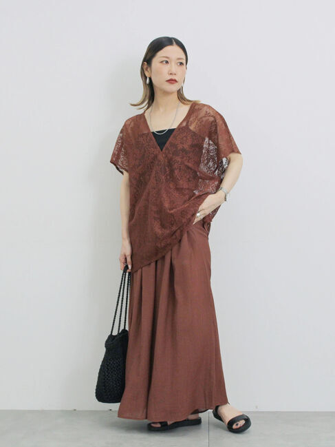 Samansa Mos2 blue「楊柳ガウチョパンツ」|その他|