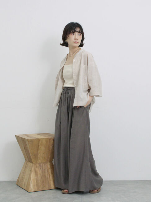 Samansa Mos2 blue「楊柳ガウチョパンツ」|その他|