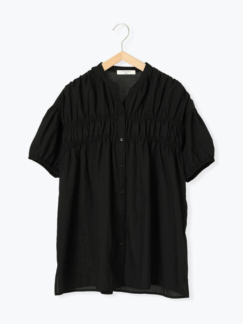 Samansa Mos2 blue「シャーリングチュニック」|シャツ・ブラウス|