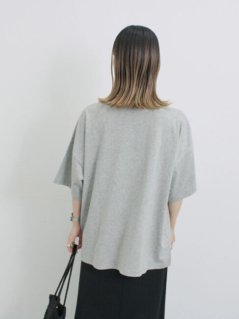 Samansa Mos2 blue「◎箔プリントTシャツ」|Tシャツ・カットソー|