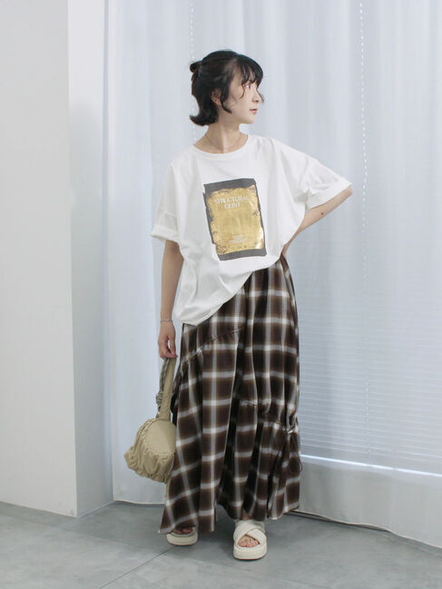 Samansa Mos2 blue「◎箔プリントTシャツ」|Tシャツ・カットソー|