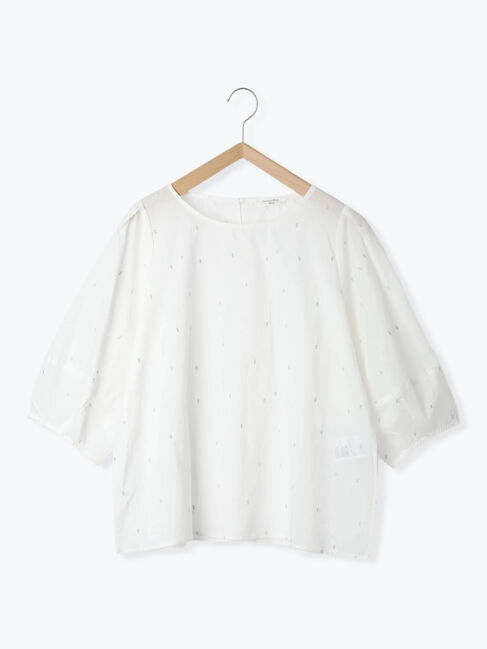 Samansa Mos2 blue「◎ドット刺繍ブラウス」|シャツ・ブラウス|