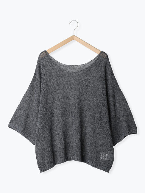 Samansa Mos2 blue「◎7分袖シアーニット」|ニット・セーター|