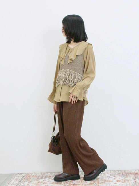 Samansa Mos2 blue「ウェーブカットパンツ」|その他|