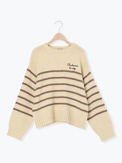 Samansa Mos2「ロゴ刺繍パネルボーダーニット」|ニット・セーター|