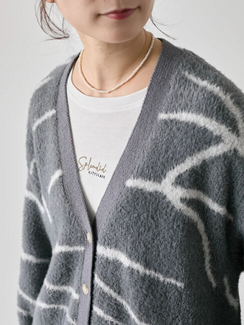 Samansa Mos2 blue「◎ニュアンス柄ニットCD」|カーディガン|