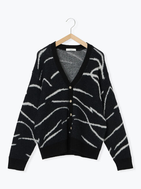 Samansa Mos2 blue「◎ニュアンス柄ニットCD」|カーディガン|