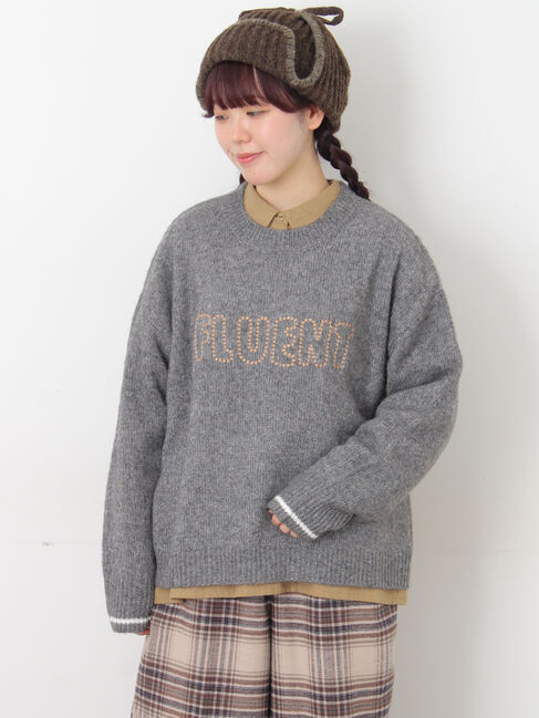 Samansa Mos2「ロゴ刺繍プルオーバーニット」|ニット・セーター|