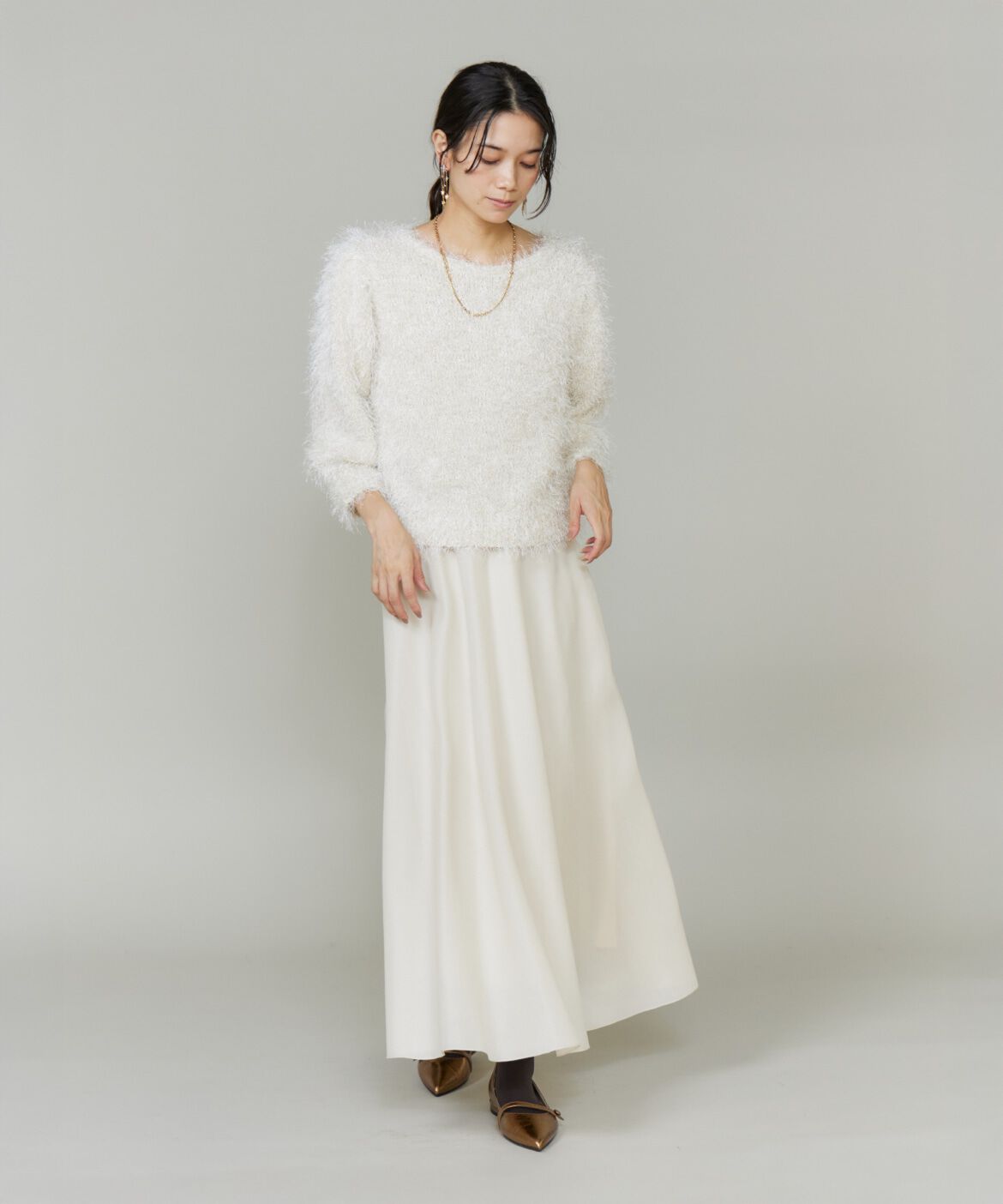 INED「《大きいサイズ》シェルプリーツフレアスカート」|スカート|