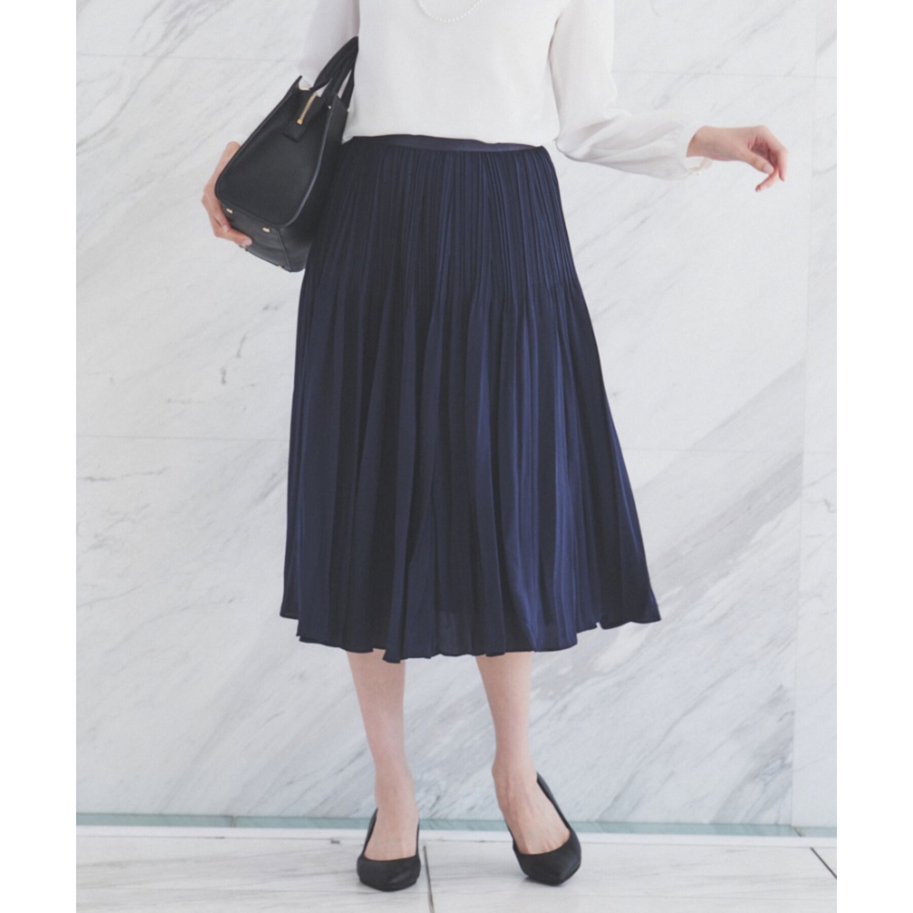 UNTITLED「【通勤】ポリエステルデシン プリーツスカート」|スカート|
