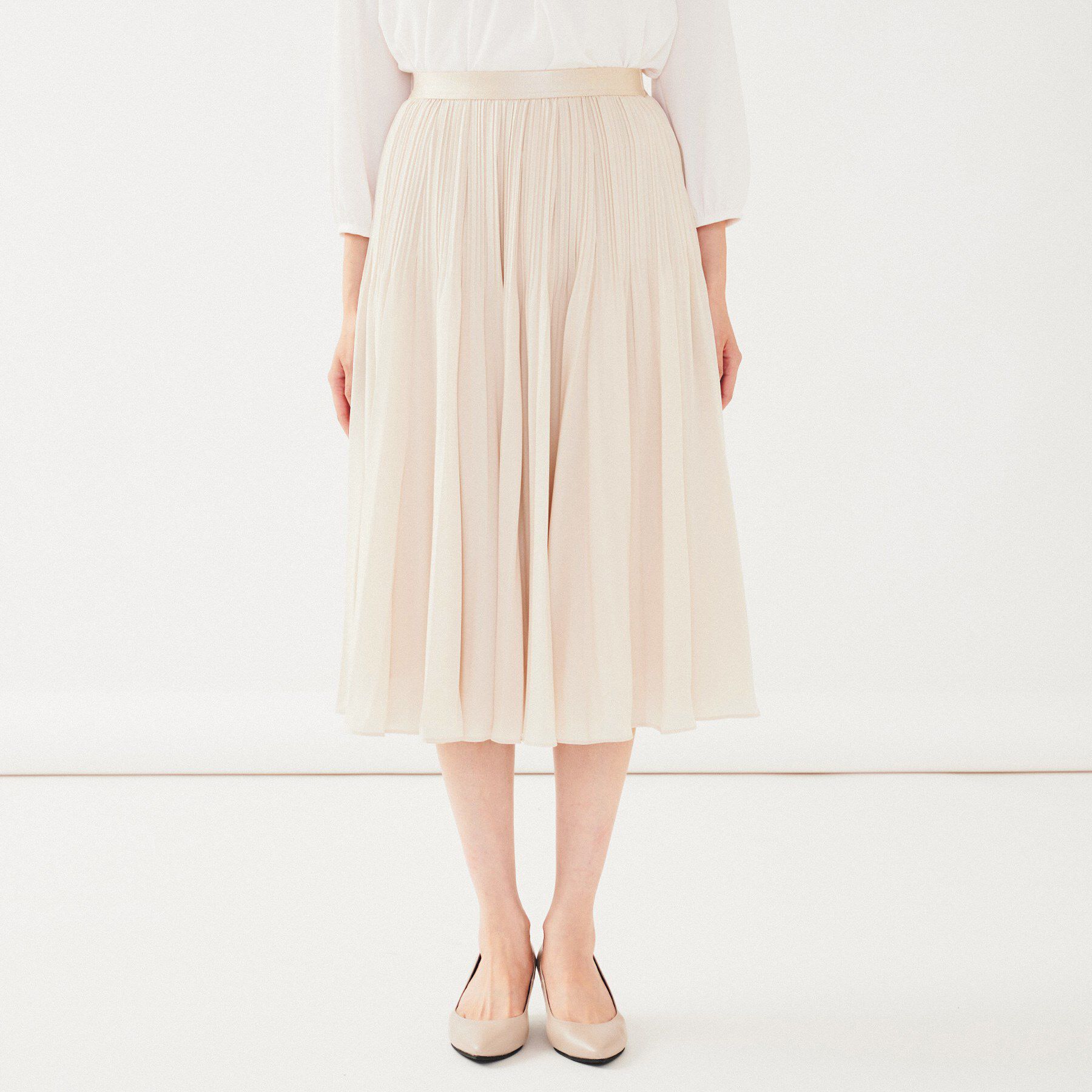 UNTITLED「【通勤】ポリエステルデシン プリーツスカート」|スカート|