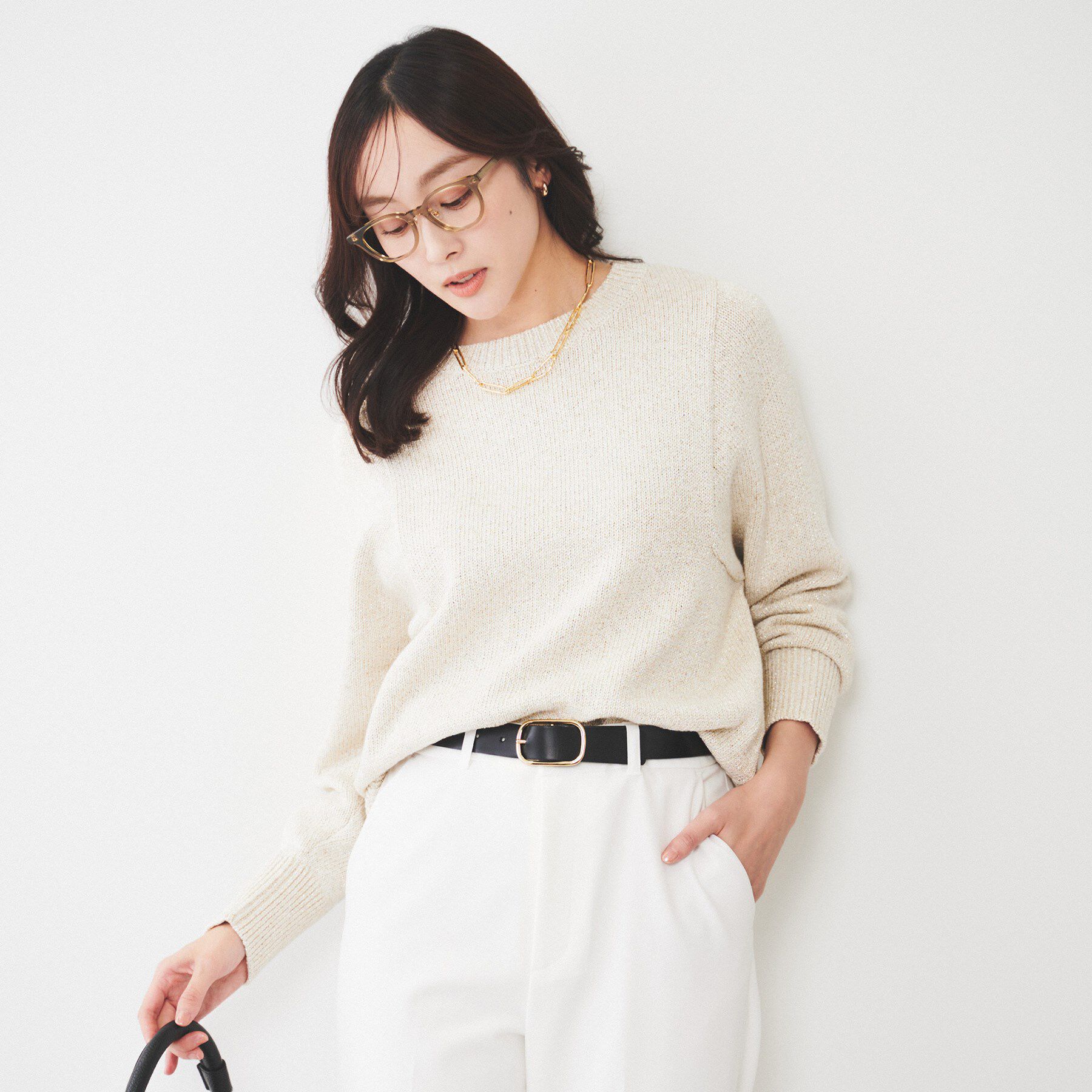 UNTITLED「【ゆったり/洗える】ラメ入りローゲージニット」|ニット・セーター|