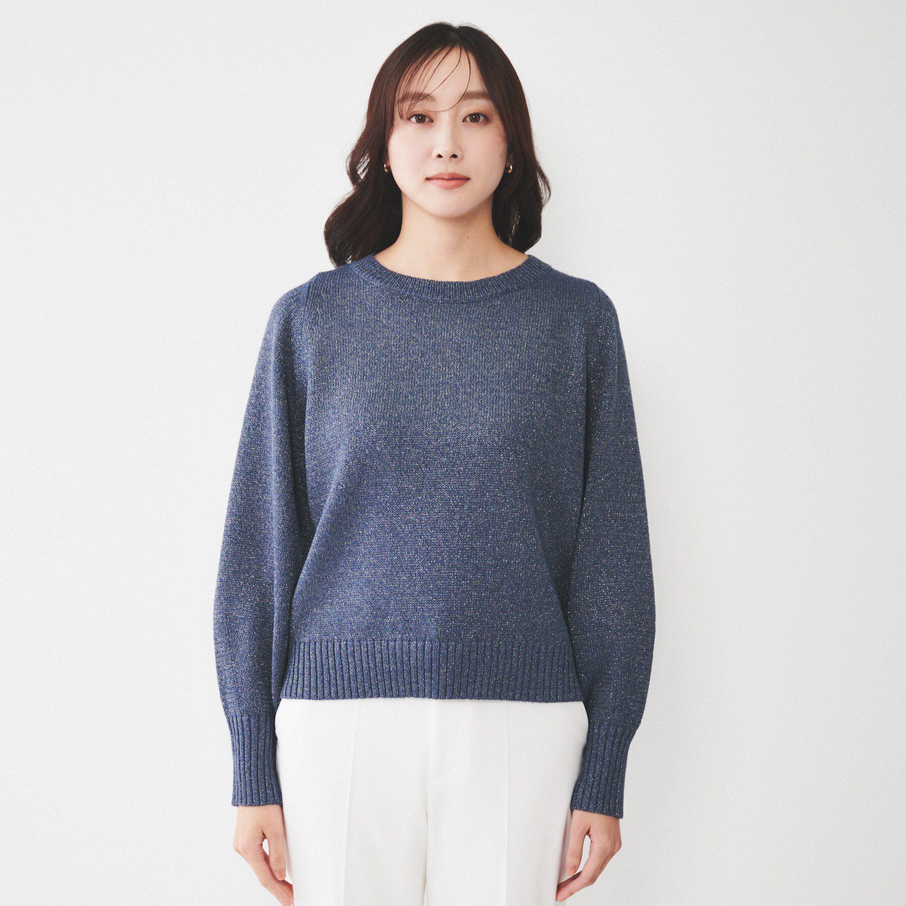 UNTITLED「【アンサンブル可能/ラメ調】シャイニーセミラグランプルオーバーニット」|ニット・セーター|