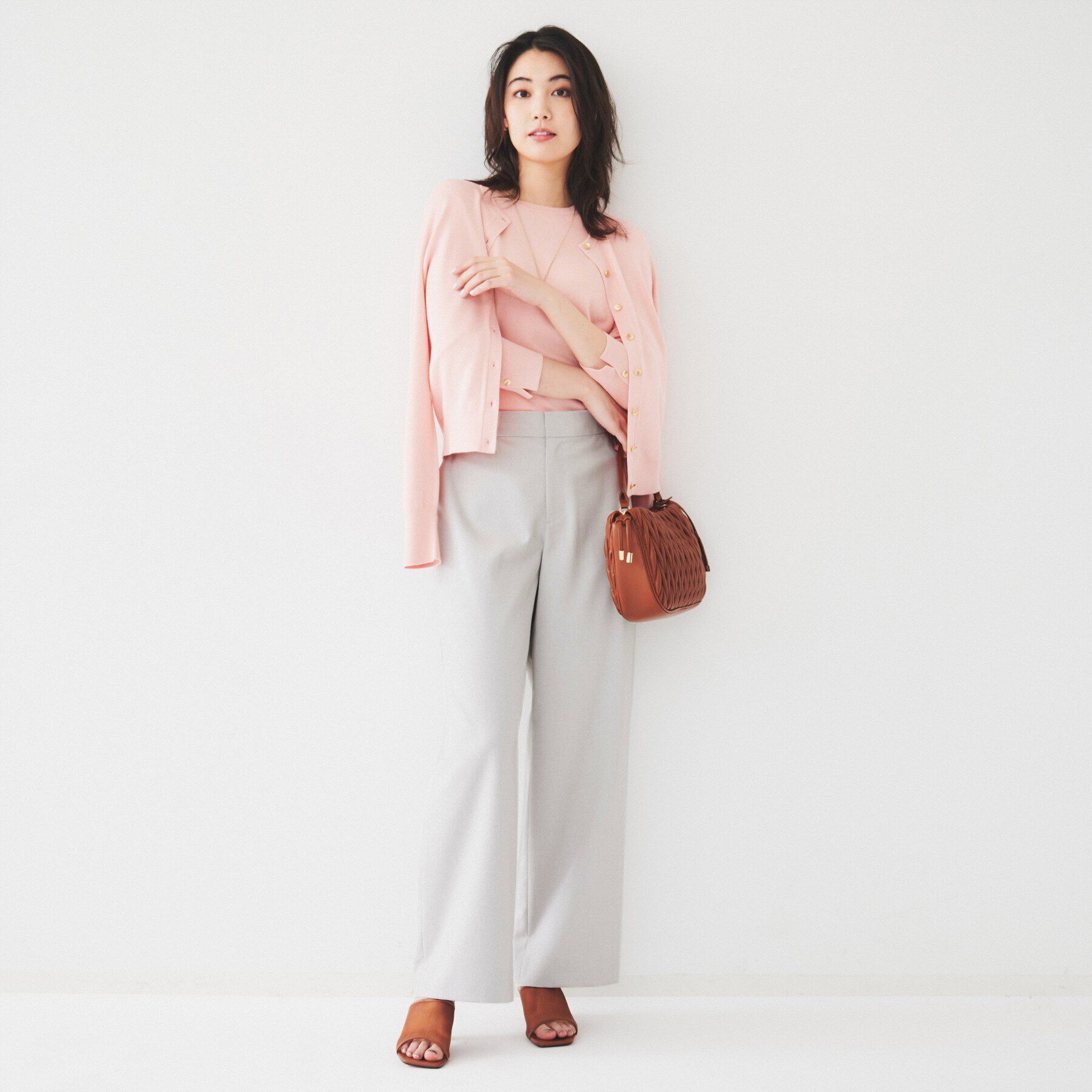 UNTITLED「【後ろウエストゴム/洗える】梳毛調ソフトワイドパンツ」|その他|