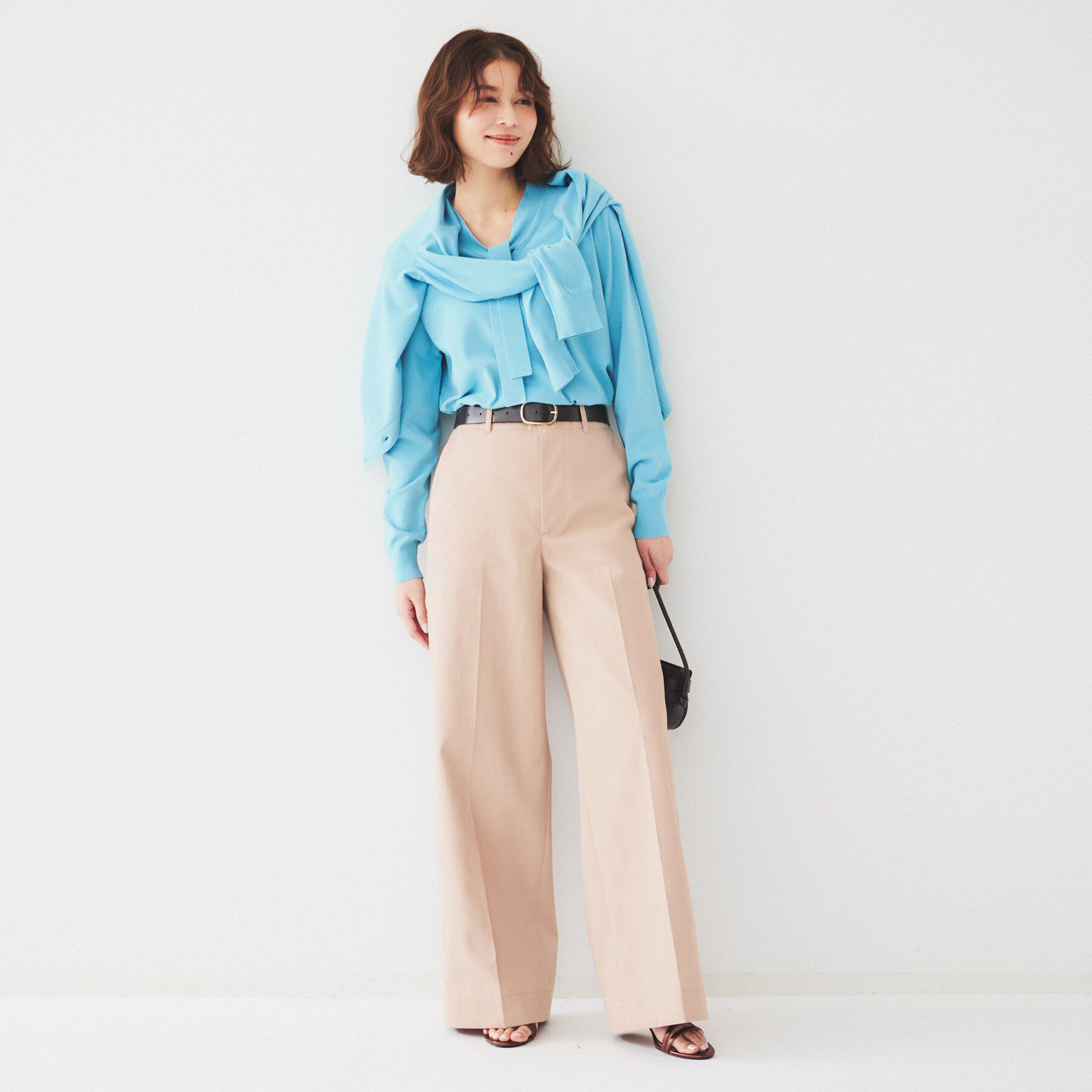 UNTITLED「【アンサンブル可能】ボウタイ 配色プルオーバーニット」|ニット・セーター|