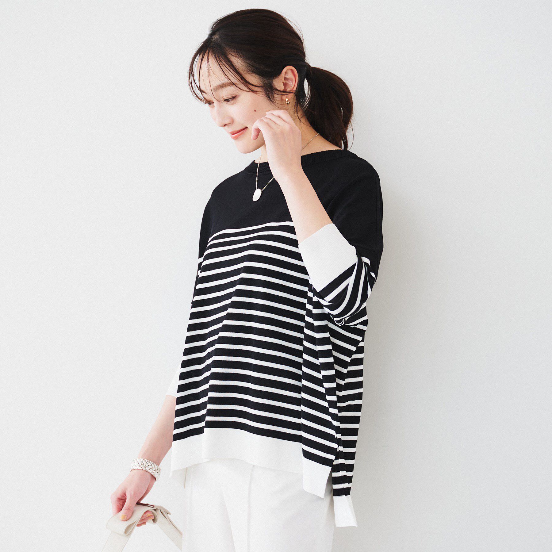 UNTITLED「【体型カバー/透けにくい】ワイドシルエットニット」|ニット・セーター|