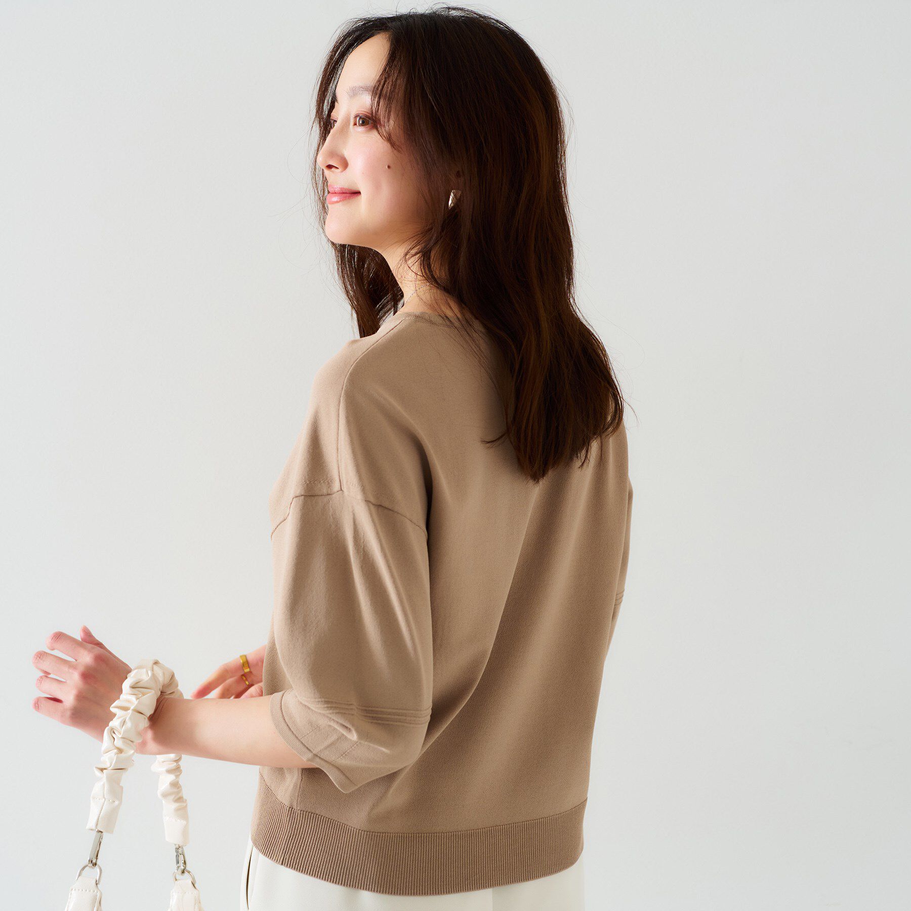 UNTITLED「【袖コンシャス/着映え/六分袖】ランタンスリーブニット」|ニット・セーター|