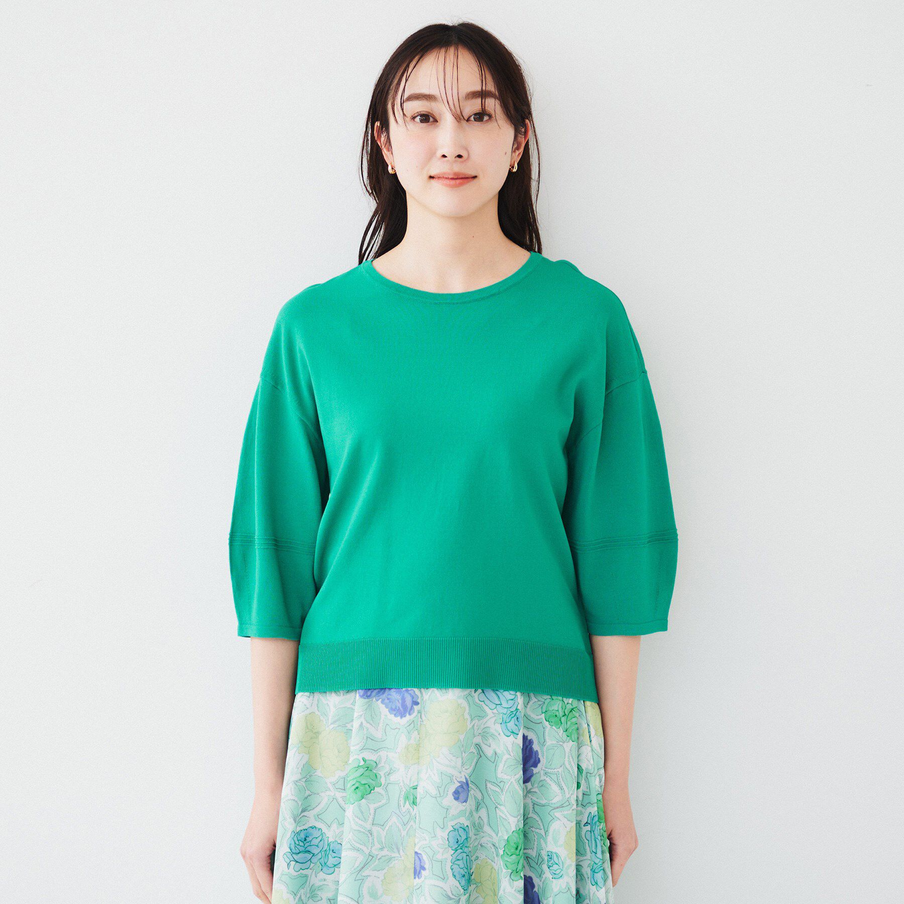 UNTITLED「【袖コンシャス/着映え/六分袖】ランタンスリーブニット」|ニット・セーター|