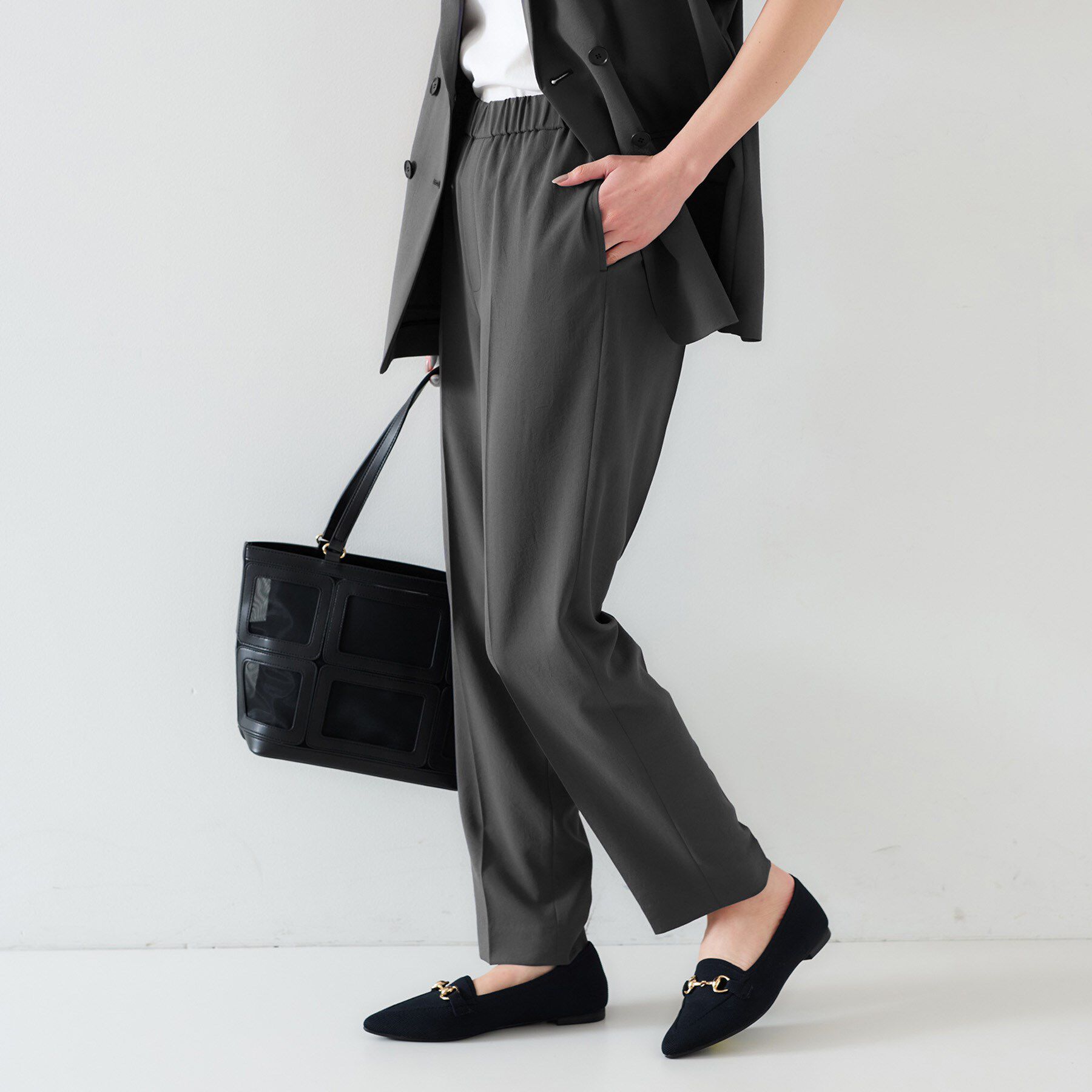 UNTITLED「【セットアップ可能/接触冷感/イージーケア/ウエストゴム仕様】リラクミスト テーパードパンツ」|その他|