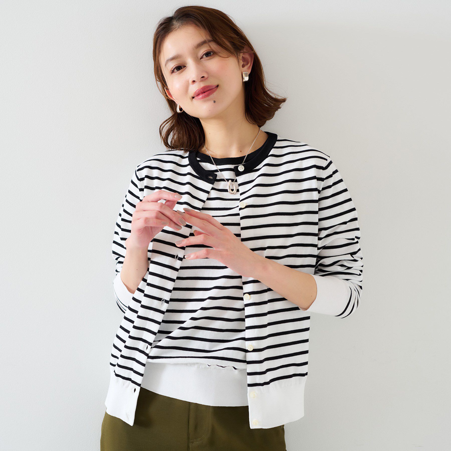 UNTITLED「【11色展開/コットン100/アンサンブル可能】クルーカーディガン」|カーディガン|