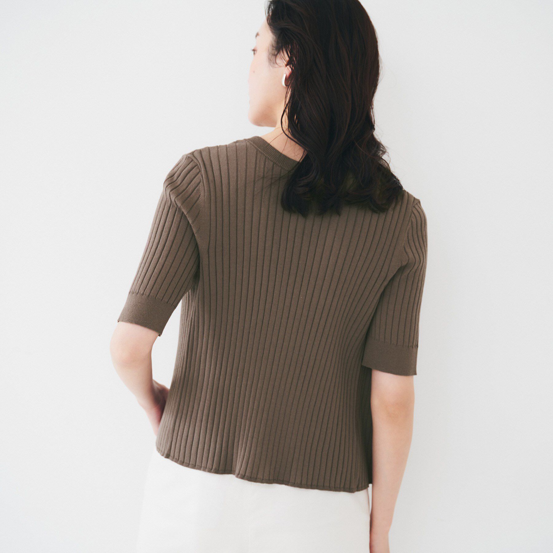 UNTITLED「【五分袖/タイト】コットンリネン2WAYニット」|ニット・セーター|