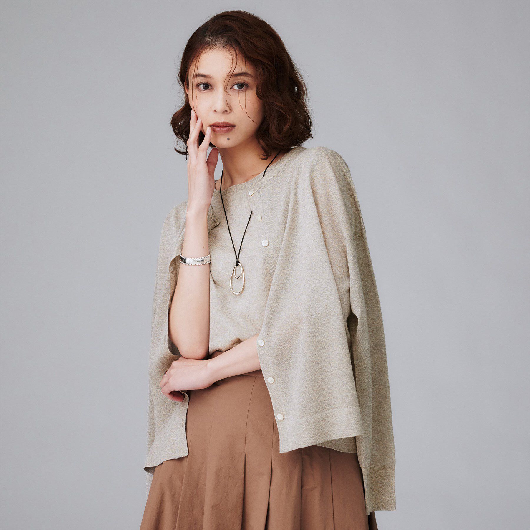 UNTITLED「【前後2WAY/アンサンブル可/ゆったり】シアーカーディガン」|カーディガン|