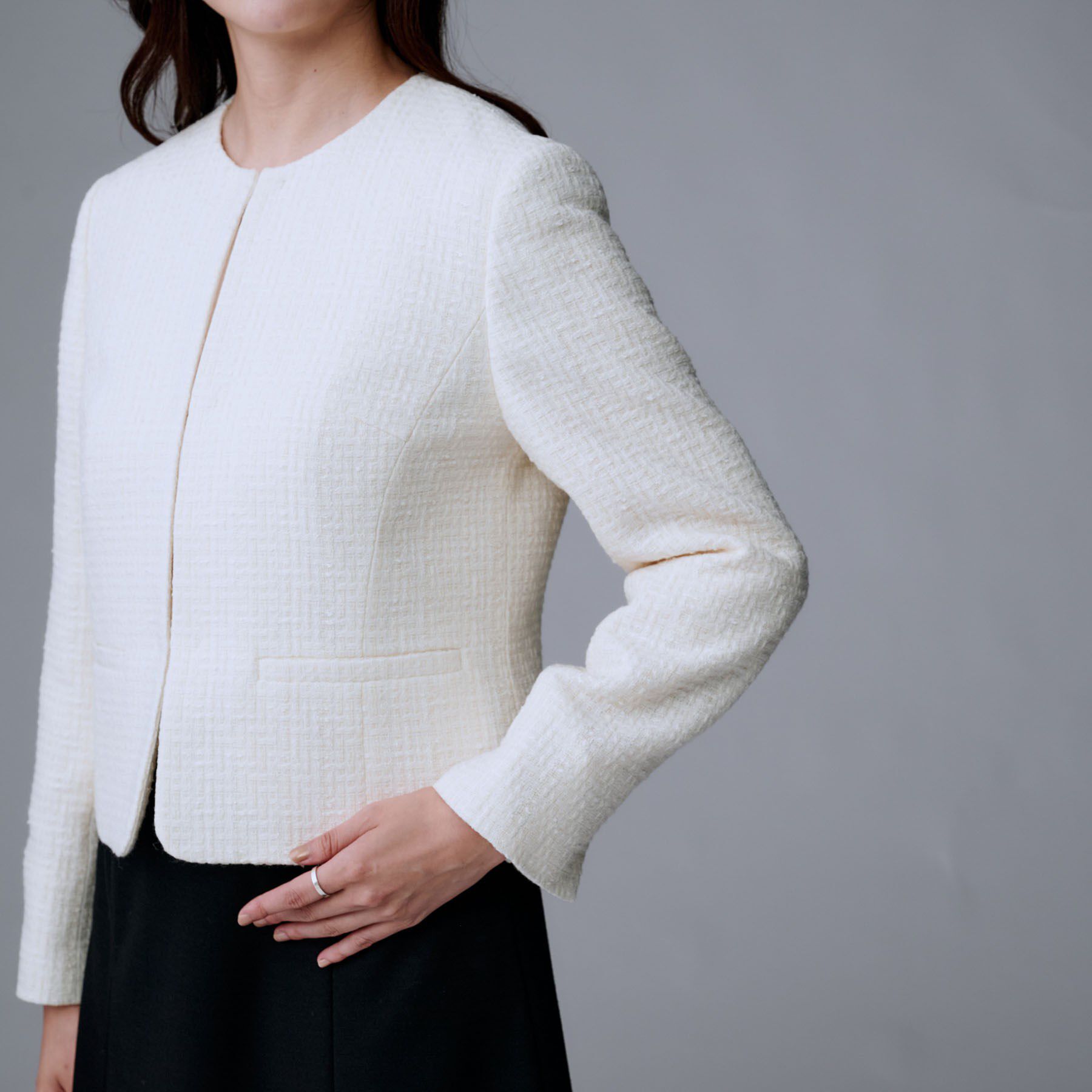UNTITLED「【セットアップ可/フォーマル】ツイードジャケット」|ノーカラージャケット|