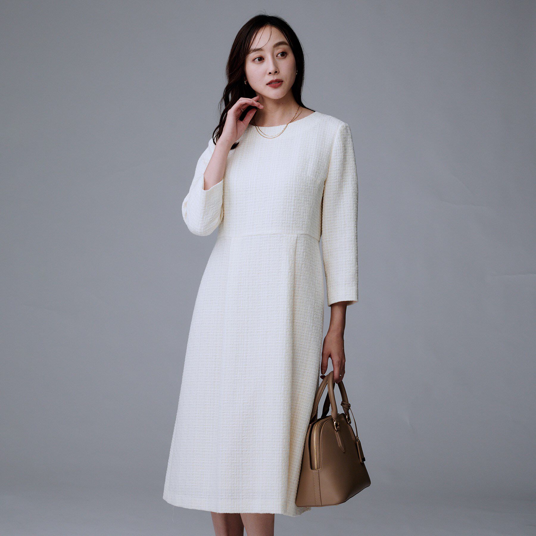 UNTITLED「【セットアップ可能/きれいめ】ツイードワンピース」|ワンピース|アイボリー(404)