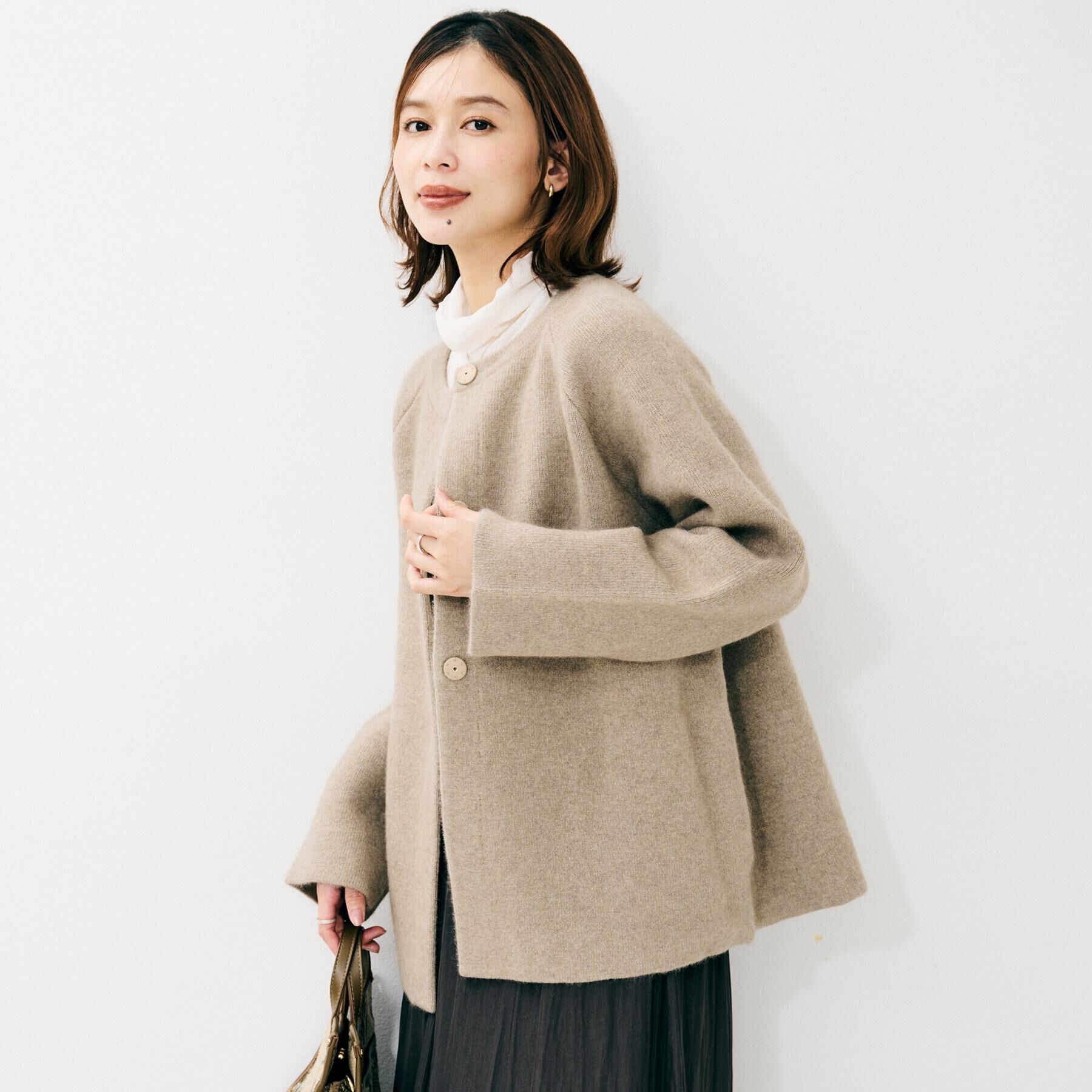 UNTITLED「【軽アウター/ミドル丈】ウールニットコーディガン」|カーディガン|