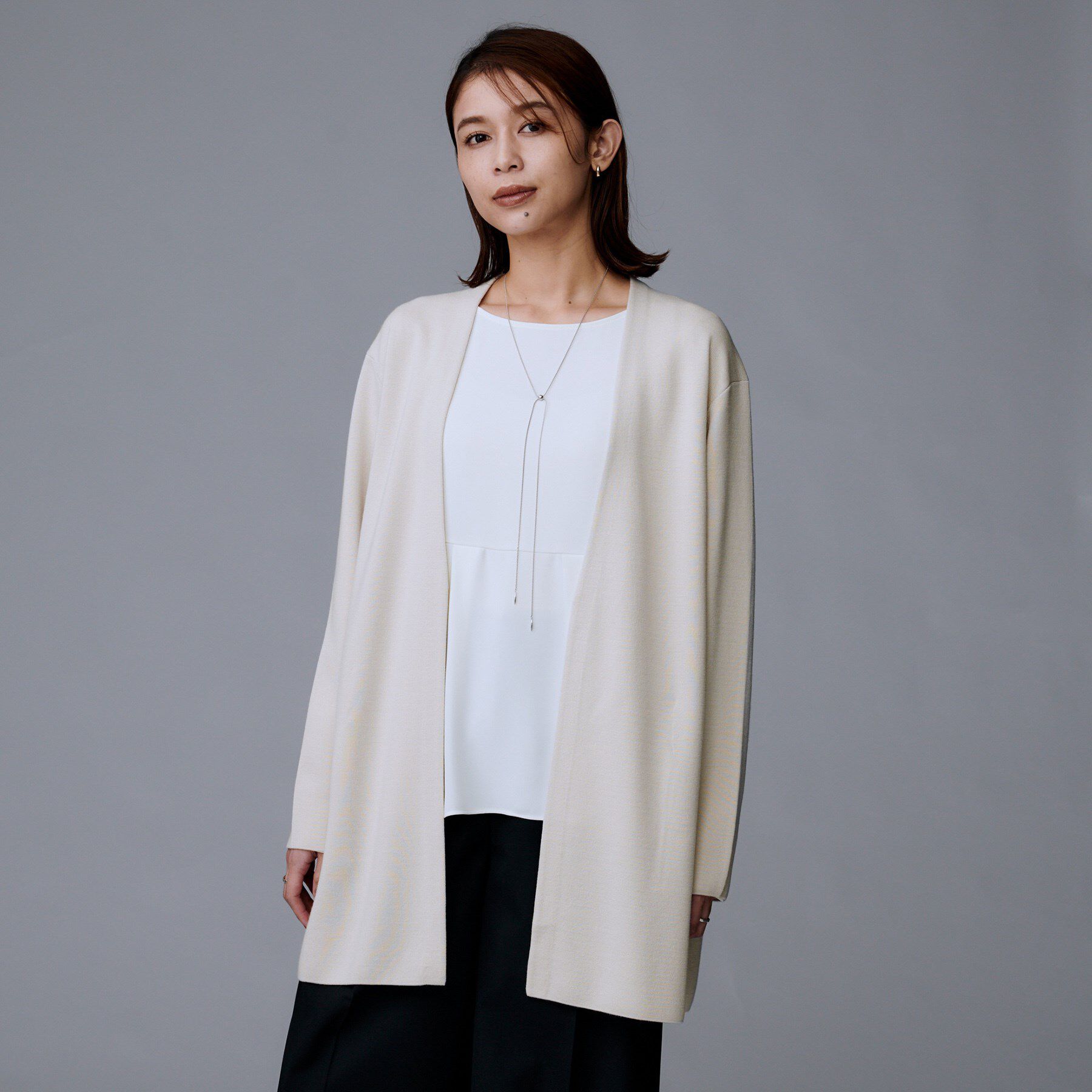 UNTITLED「【洗える/ボタンなし】ミラノリブカーディガン」|カーディガン|