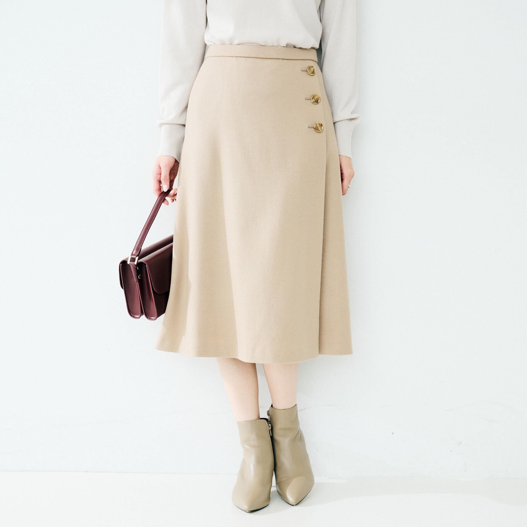 UNTITLED「【ウール100%/後ろウエストゴム】ミルドスムースフレアスカート」|スカート|