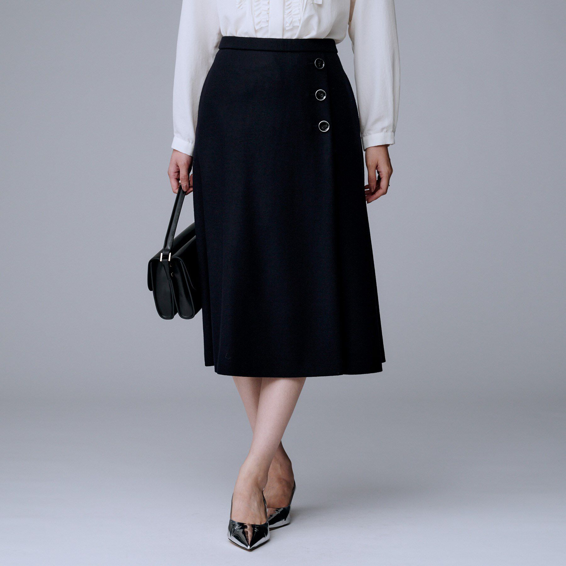 UNTITLED「【ウール100%/後ろウエストゴム】ミルドスムースフレアスカート」|スカート|