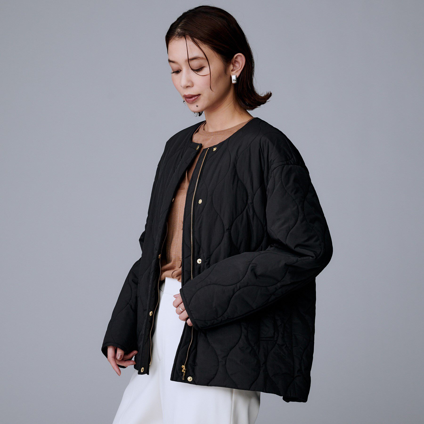 UNTITLED「【軽量／洗える／ファスナー付き】中綿 キルトコート」|ダウン|