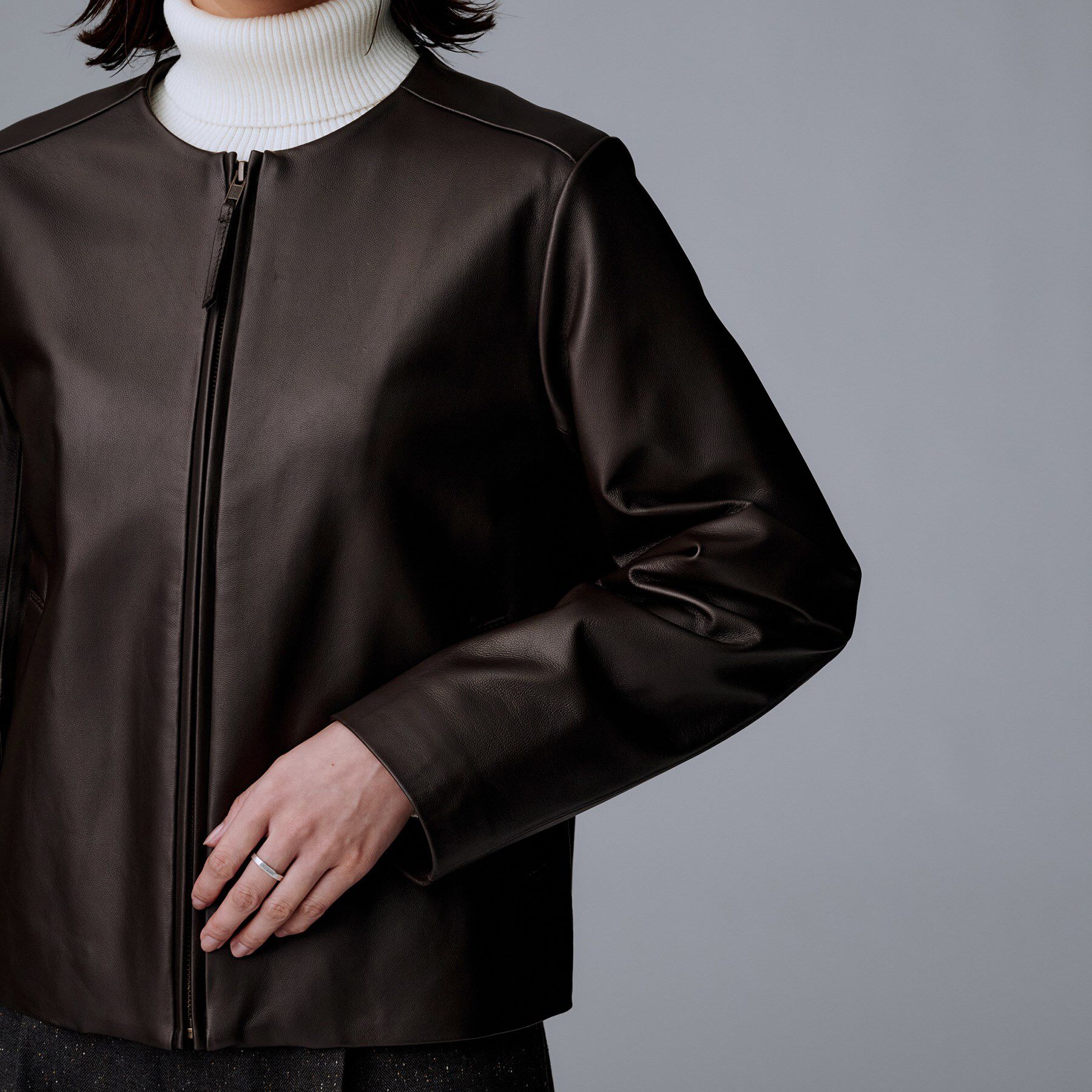 UNTITLED「【着丈短め/柔らかな質感】ラムレザージャケット」|ライダースジャケット|