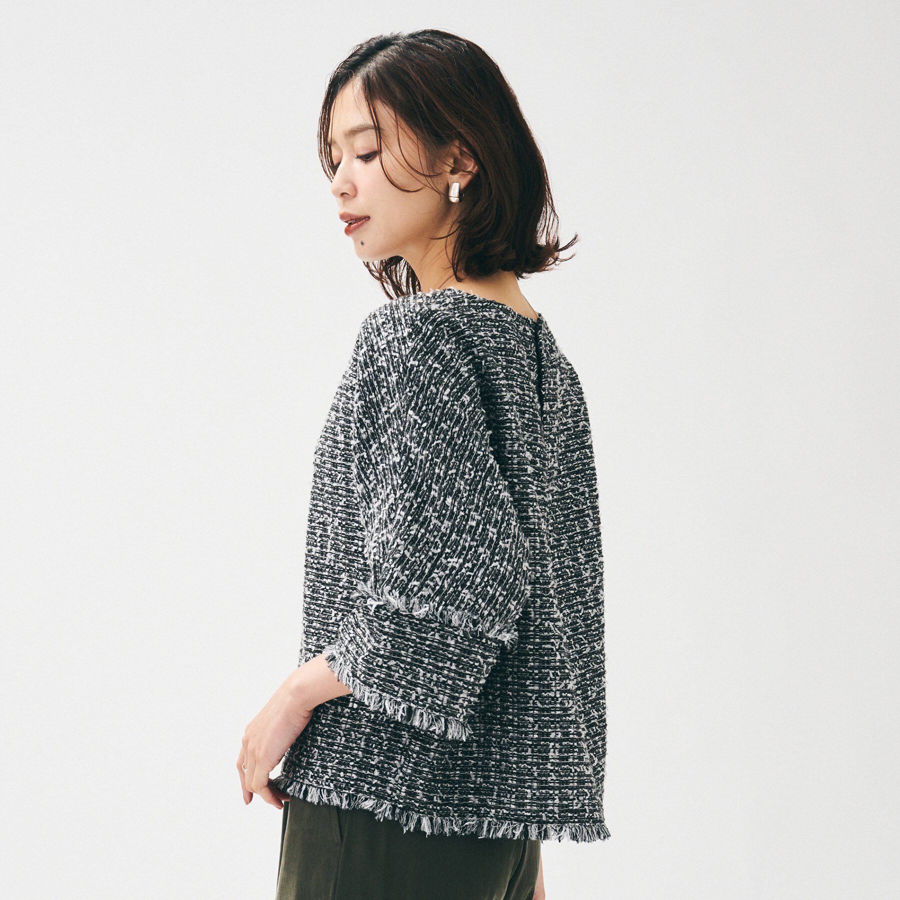 UNTITLED「【きれいめ／体型カバー】ツイードドルマントップス」|シャツ・ブラウス|