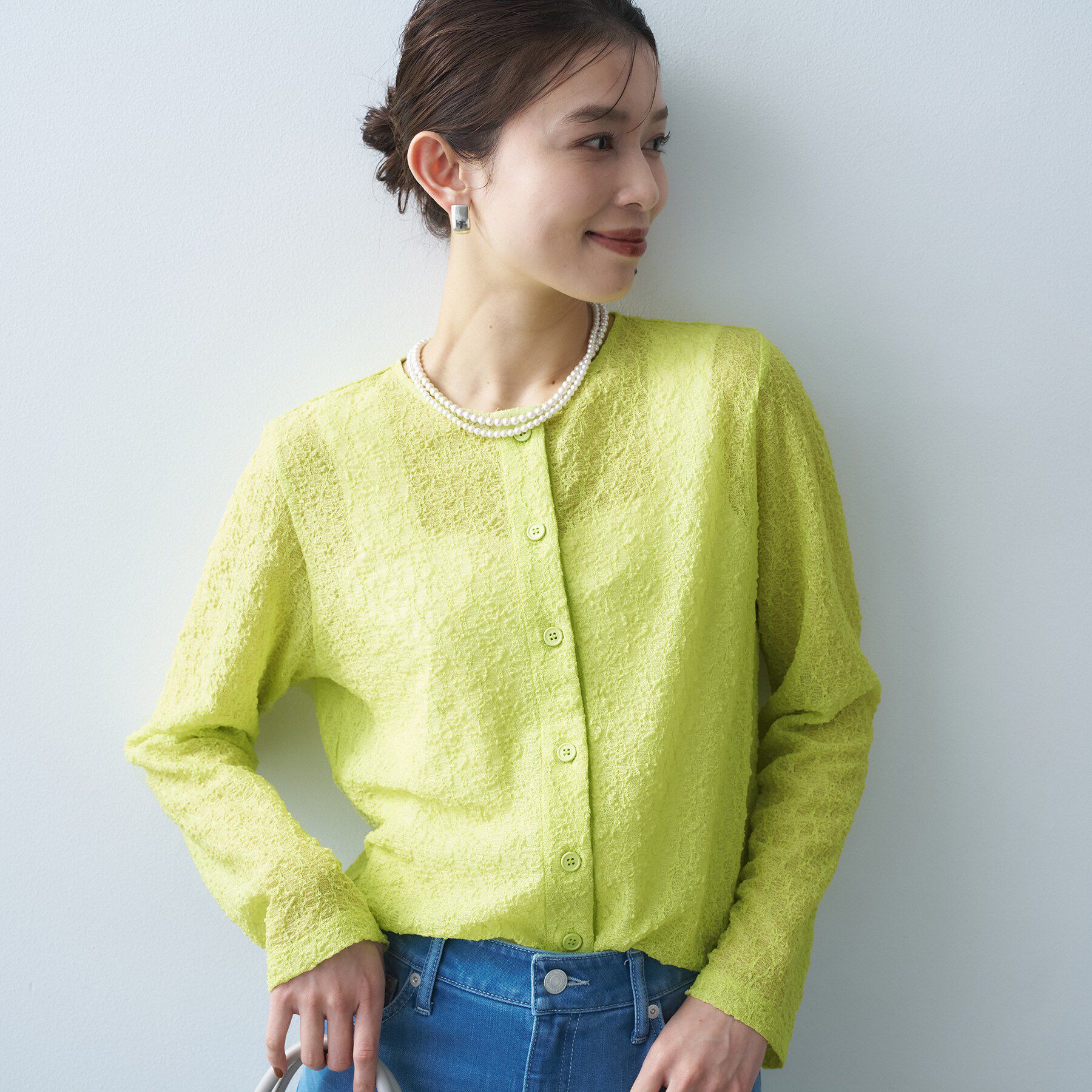 UNTITLED「【古畑星夏さん着用/シアー】ストレッチレースカーディガン」|カーディガン|