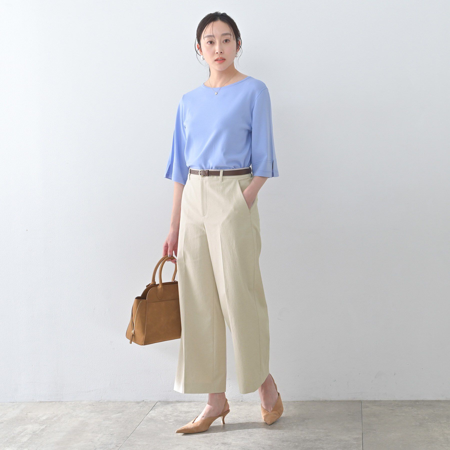 UNTITLED「【接触冷感/洗える/後ろウエストゴム】オックスワイドパンツ」|その他|