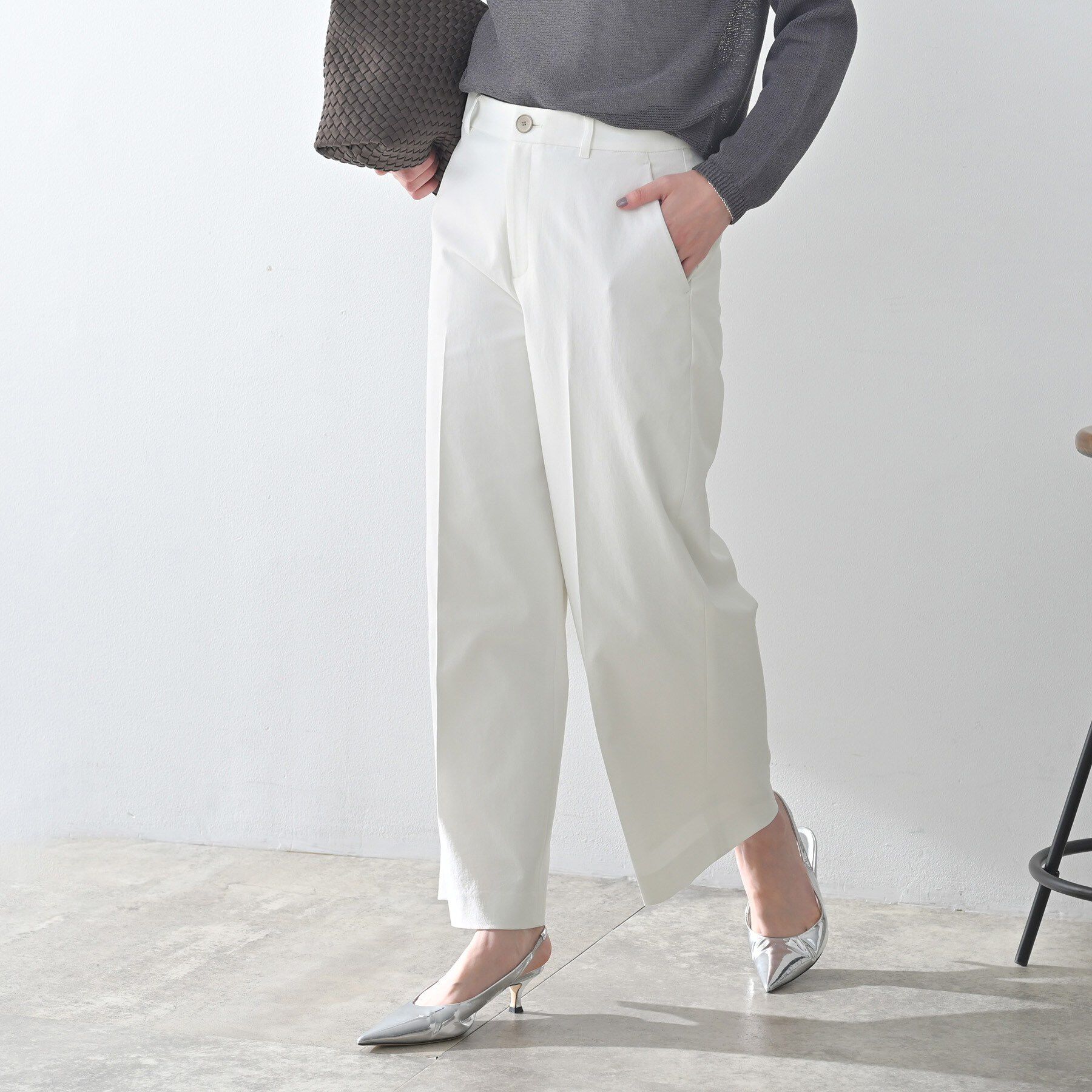 UNTITLED「【接触冷感/洗える/後ろウエストゴム】オックスワイドパンツ」|その他|