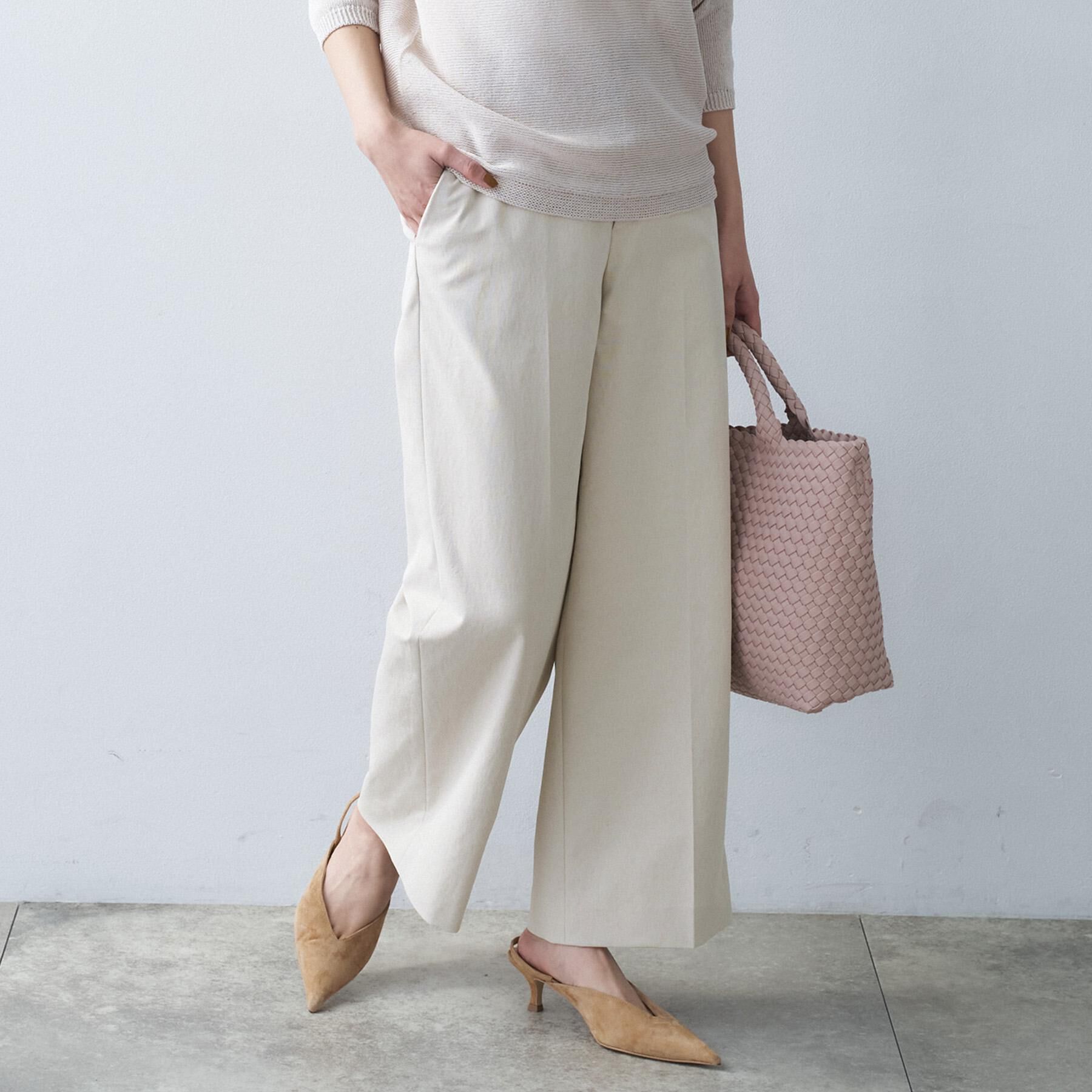 UNTITLED「【接触冷感/洗える/後ろウエストゴム】オックスワイドパンツ」|その他|ベージュ(052)