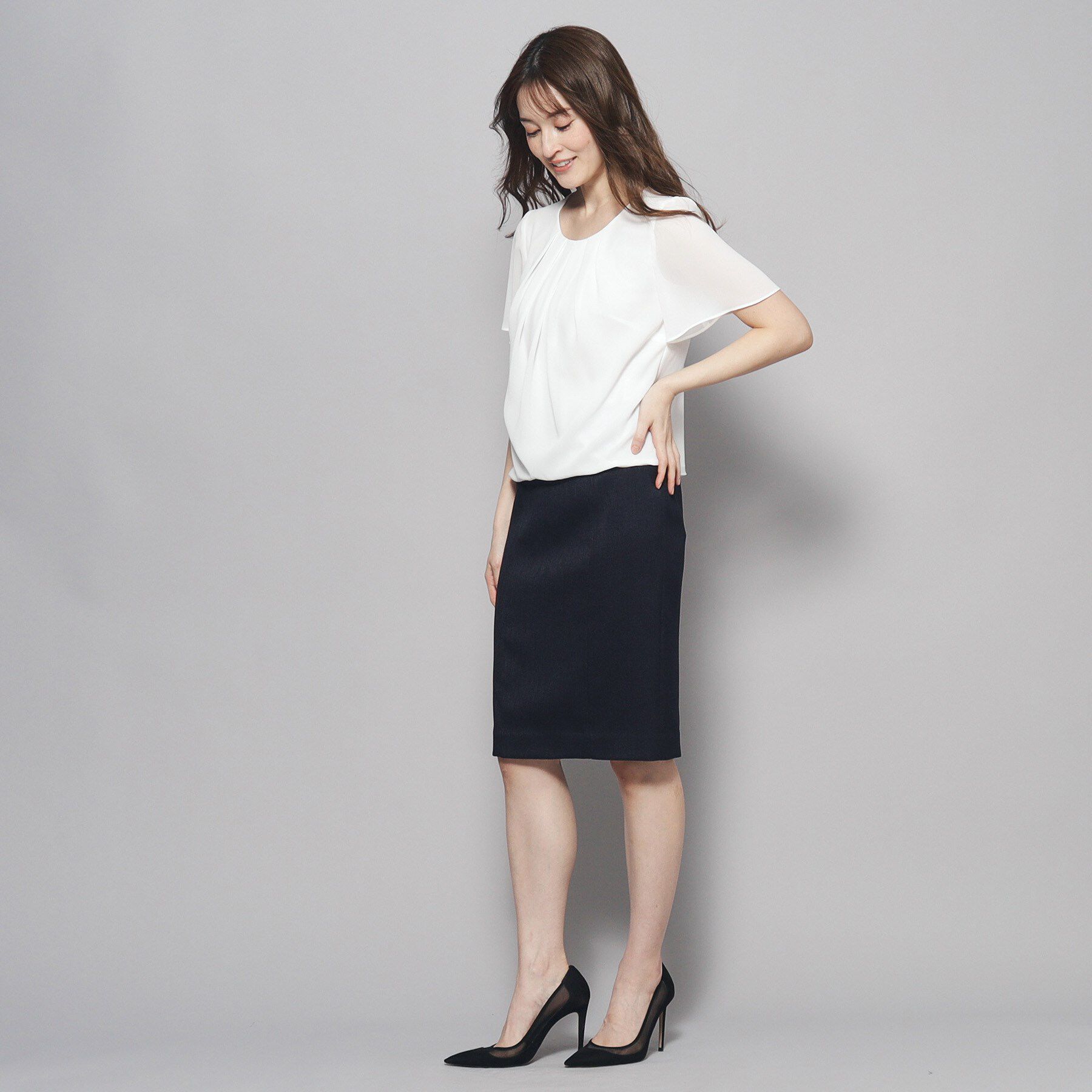 COUP DE CHANCE「【洗える／日本製】フロントタック半袖デザインブラウス」|シャツ・ブラウス|