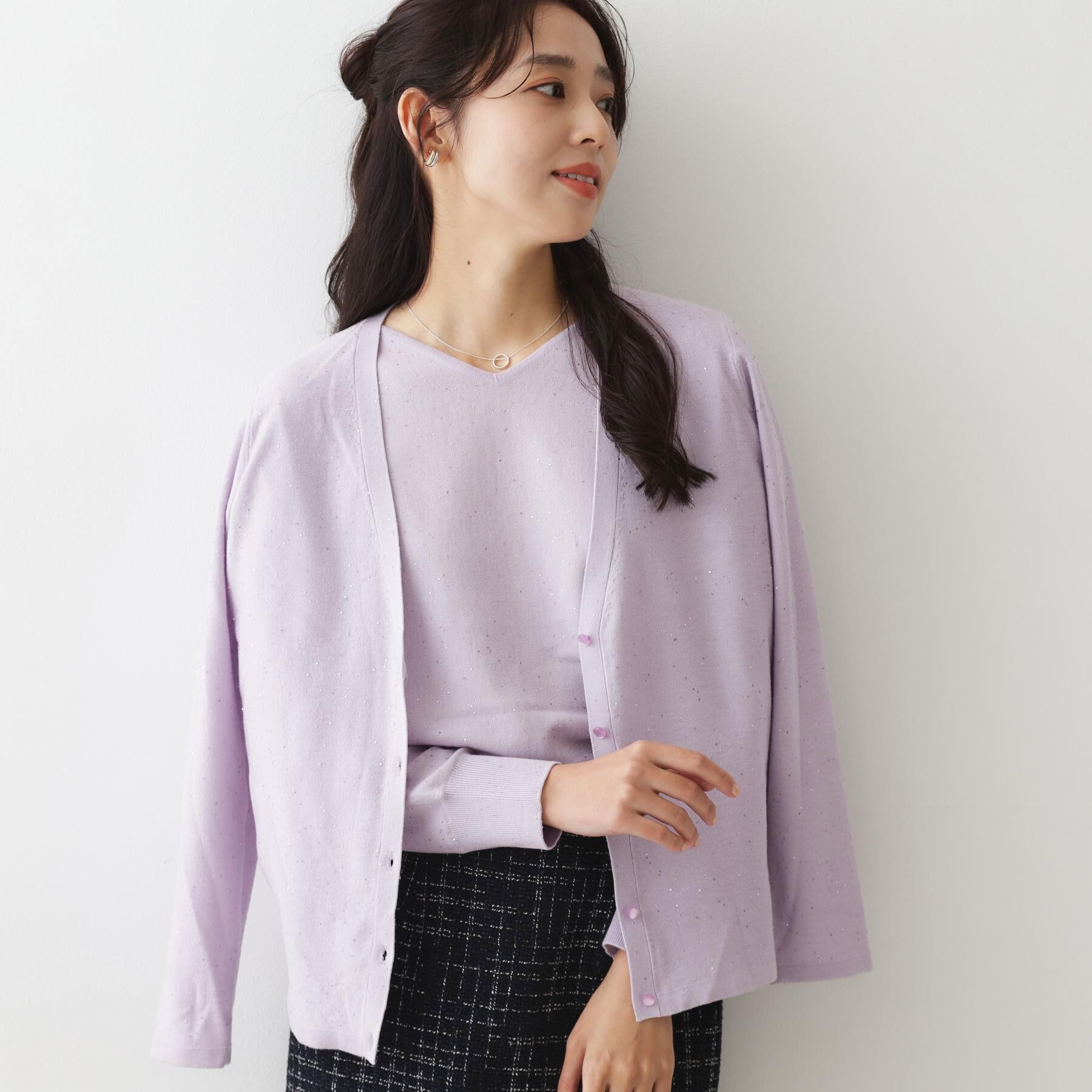 COUP DE CHANCE「【手洗い可】スパンコール入ニットカーディガン」|カーディガン|