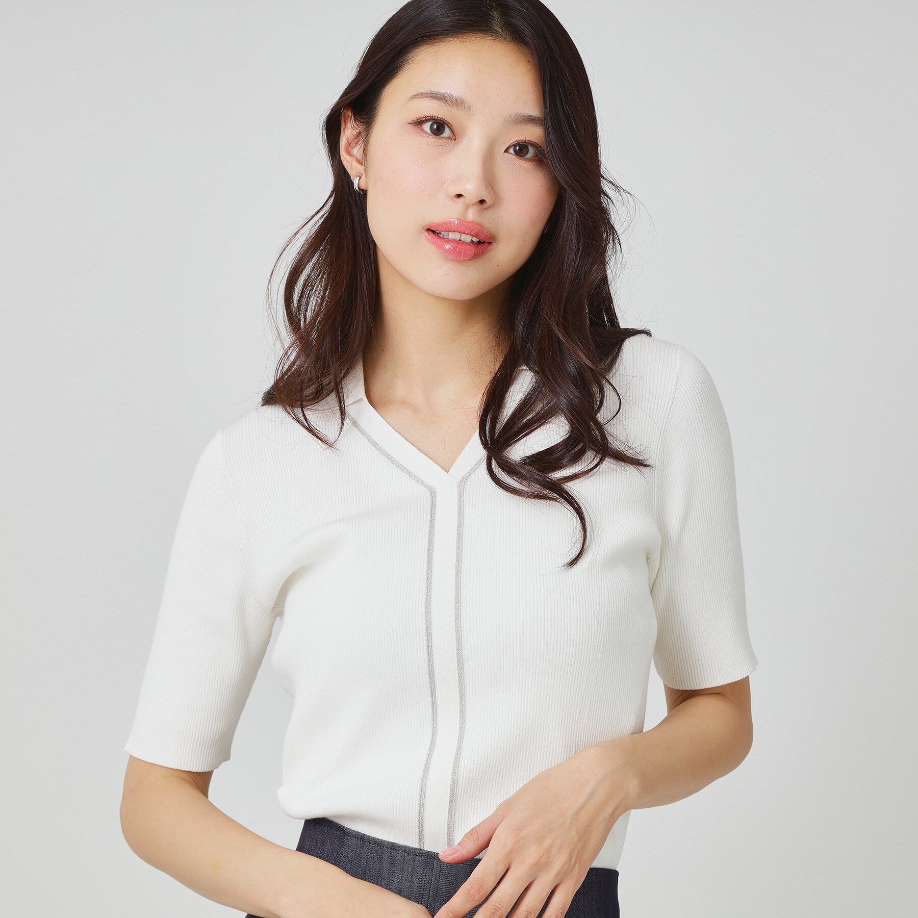 COUP DE CHANCE「【手洗い可】衿付きニットトップス」|ニット・セーター|