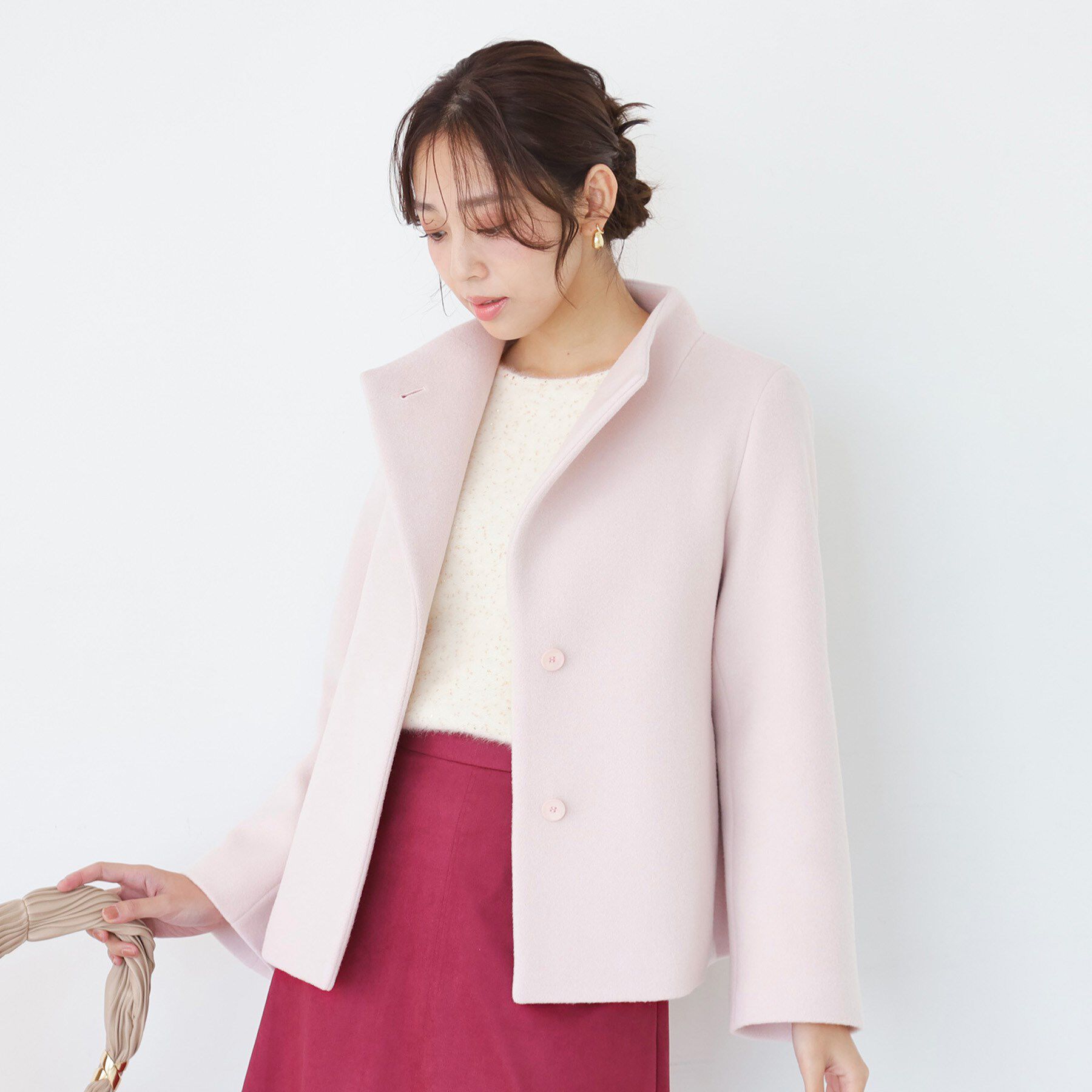 COUP DE CHANCE「【日本製】スタンドカラーのショート丈コート」|その他|ライトピンク(070