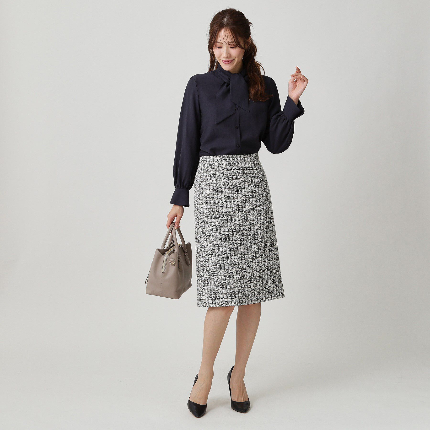 COUP DE CHANCE「【日本製／セットアップ】ファンシーツィードのセミAラインスカート」|スカート|