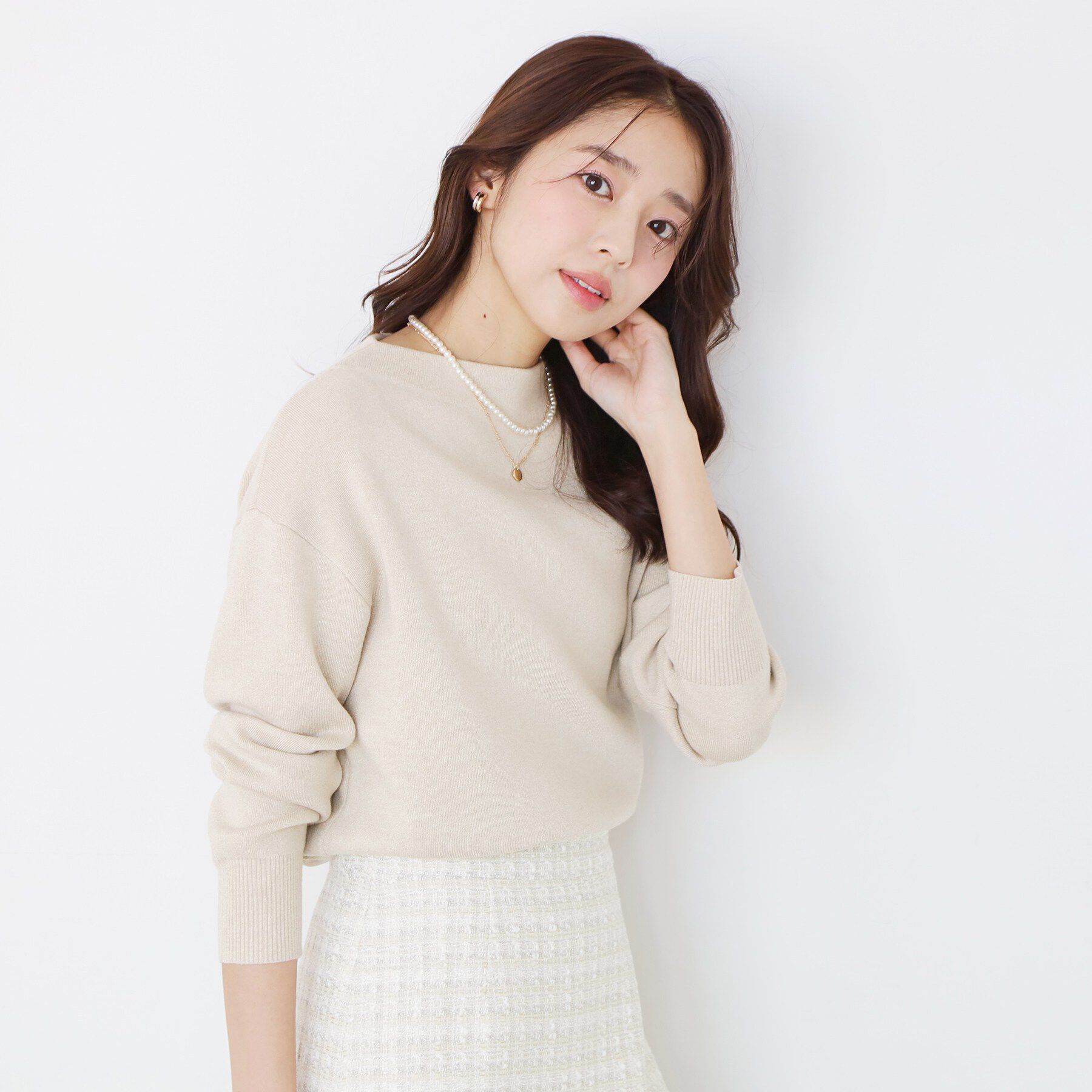 COUP DE CHANCE「【手洗い可】ラメ混ニットトップス」|ニット・セーター|ライトベージュ(05