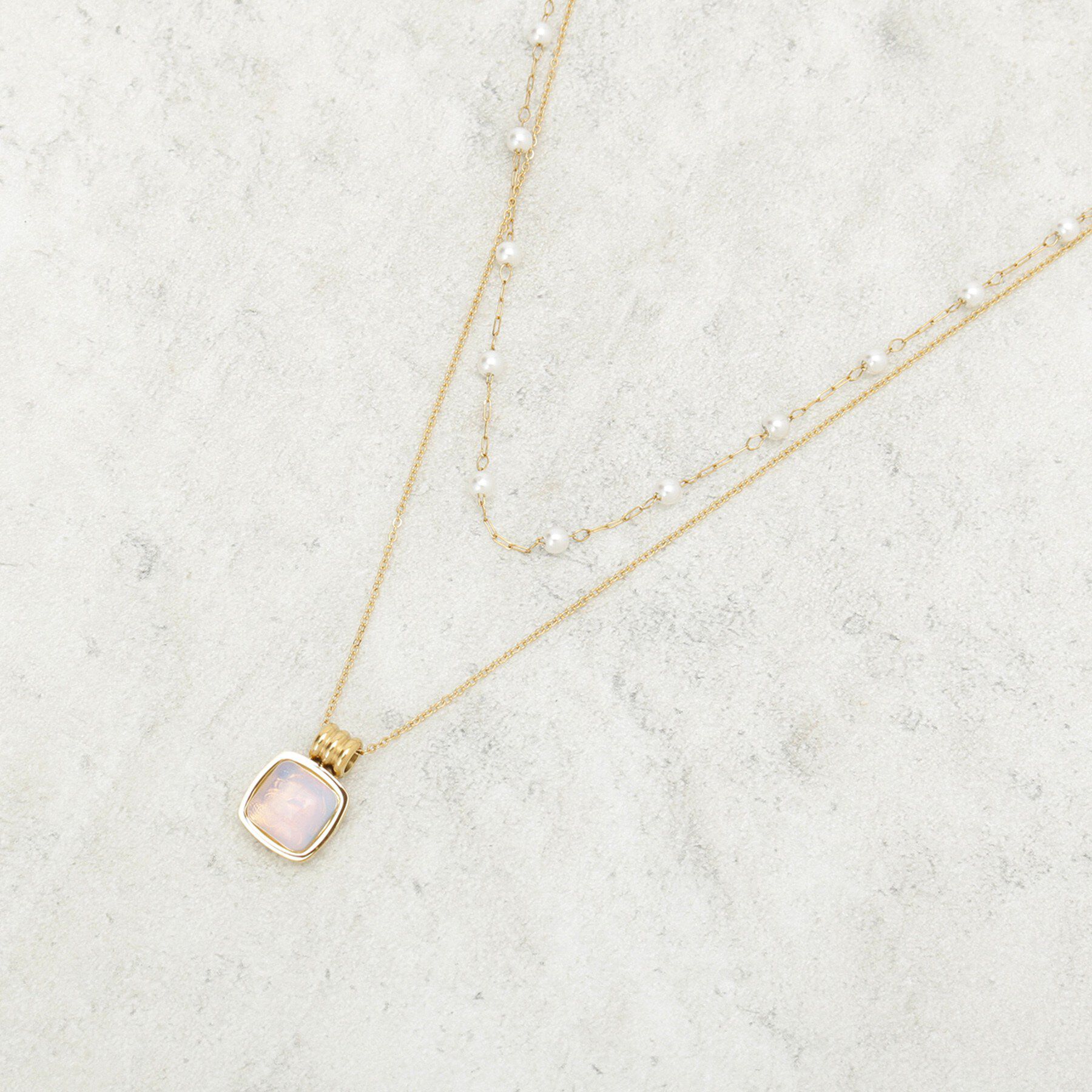 COUP DE CHANCE「【きれいめ・ギフト】ディオパール調ビーズネックレス」|ネックレス|ゴールド(007)